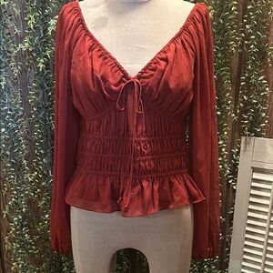 EXPRESS Rust Ruched Women's Top